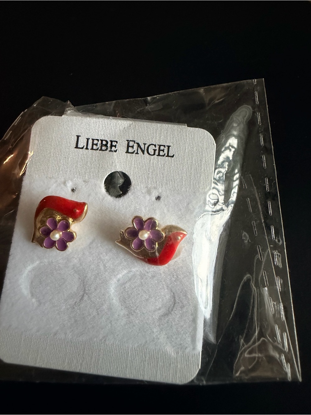 Red & Purple Floral Stud Earrings